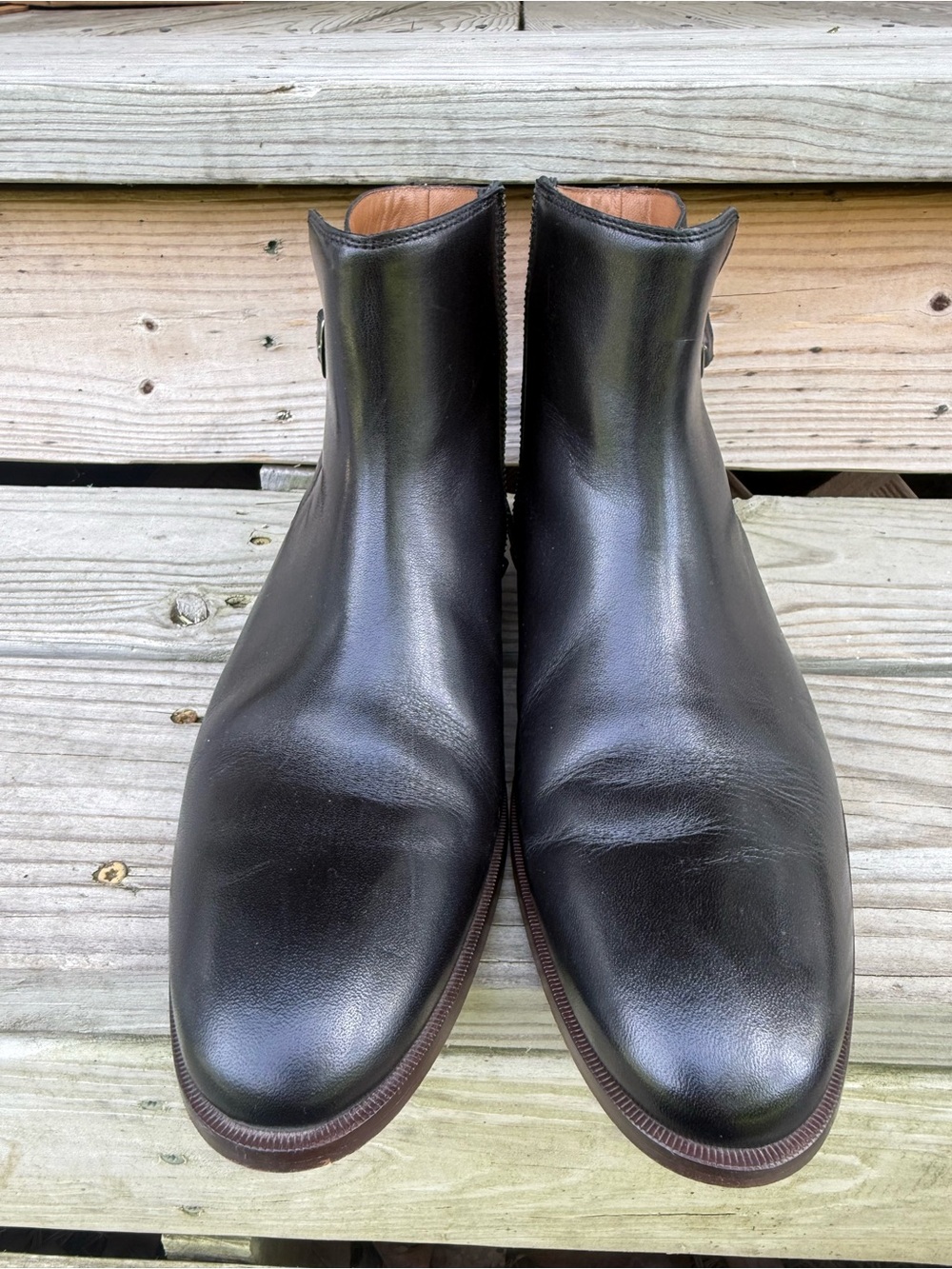 Johnston & Murphy Black Leather Ankle Boots Buckle Jodhpur Zip Mens 10.5 M Dress - Picture 2 of 16